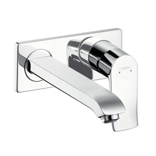 Hansgrohe Einhebel-Waschtischmischer für Wandmontage in Chrom, mit geradem Auslauf und Bedienelement für die Temperatureinstellung.